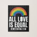 All Love Is Equal Pride LGBT Equal Rights Rainbow Jigsaw Puzzle<br><div class="desc">“All Love Is Equal” a retro & watercolor style rainbow design is perfect for pride and supporting love,  equality and raising awareness. This is a great gift Idea for Rainbow LGBTQ Lesbian Pan Trans Queer Cis gear perfect for Pride Month,  Pride Week with Rainbow Flag.</div>