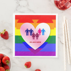 All Love Pride Heart Couples Napkin
