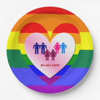 All Love Pride Heart Couples Paper Plate