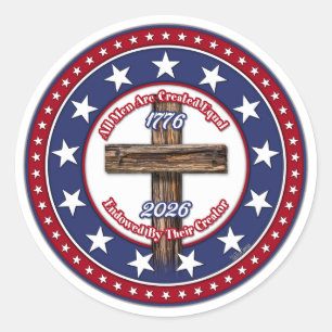 All Men Are Created Equal Endowed Rugged Cross Classic Round Sticker