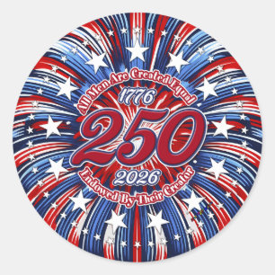 All Men Are Created Equal Graphic Fireworks Pop Classic Round Sticker