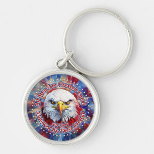 All Men Are Created Equal Red Eagle and Fireworks Key Ring