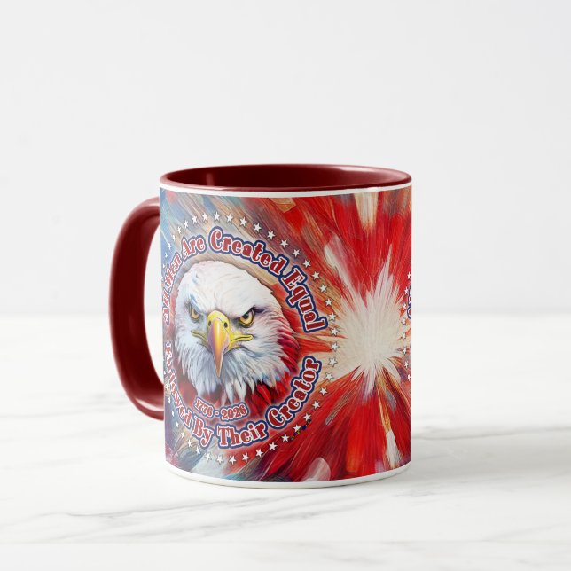 All Men Are Created Equal Red Eagle and Fireworks Mug (Front Left)