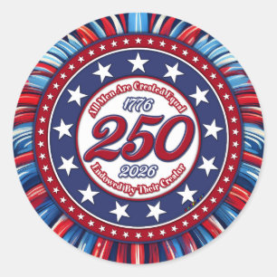 All Men Are Created Equal Red White Blue Graphic F Classic Round Sticker