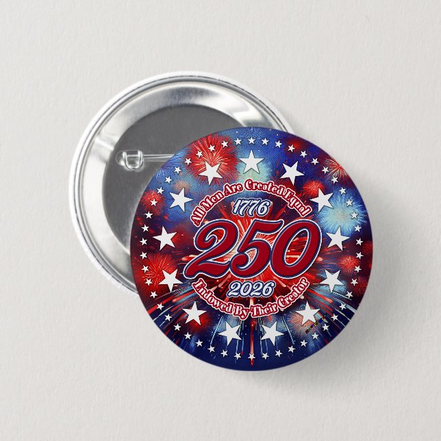  All Men Are Created Graphic Fireworks Burst 6 Cm Round Badge (Front & Back)