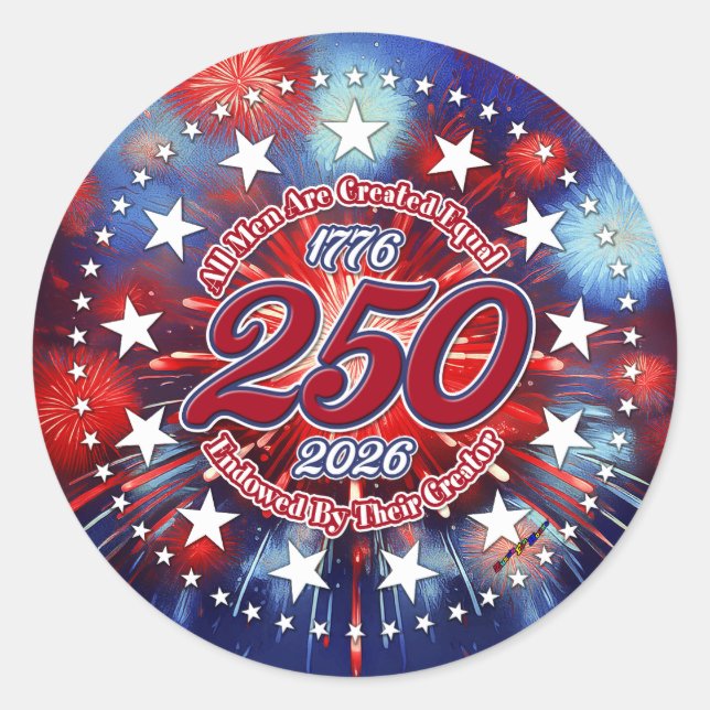  All Men Are Created Graphic Fireworks Burst Classic Round Sticker (Front)