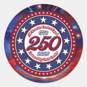 All Men Are Created Graphics Fireworks Clouds RWB Classic Round Sticker