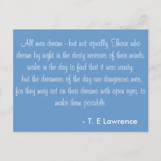 All men dream T. E Lawrence Postcard