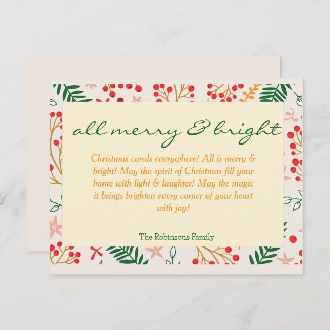 All Merry & Bright Christmas Holiday Card (Front/Back)