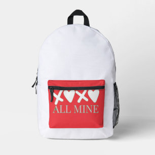 ALL MINE XOXO Valentine Shirt - Minimal Love Desig Printed Backpack