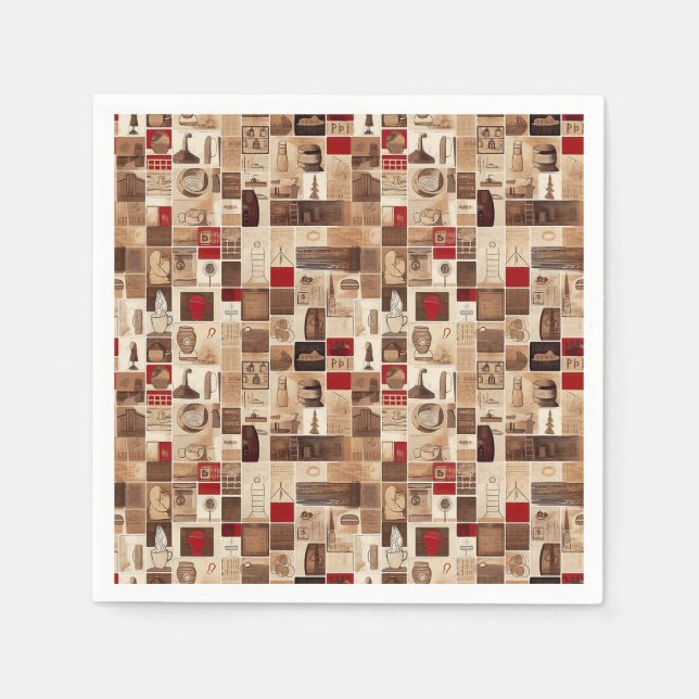 All My Coffee Patchwork Quilt Pattern No3 Napkin (Front)