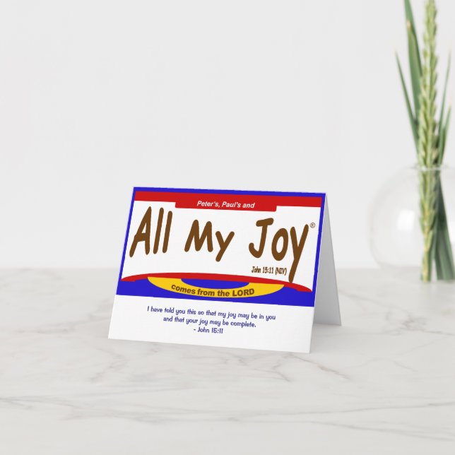 All My Joy Lord Note Card, envelope included Card (Front)