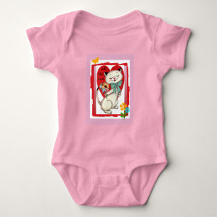 "All My Love" Retro Cat Valentine Toddler Ruffle-T Baby Bodysuit