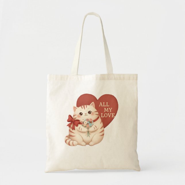 All My Love Tabby Cat Tote Bag (Front)