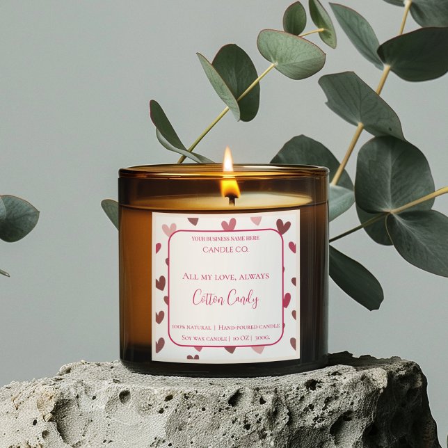 All My Love Valentine – Romantic Pink Candle Label (Creator Uploaded)