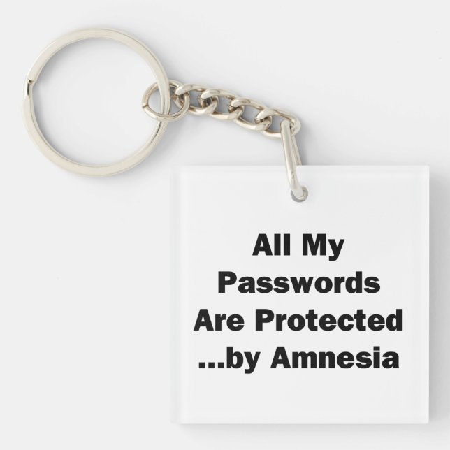 All My Passwords are Protected...by Amnesia Key Ring (Front)