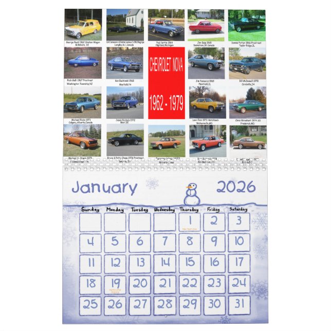 All Novas from 1962-1979 Calendar (Jan 2026)