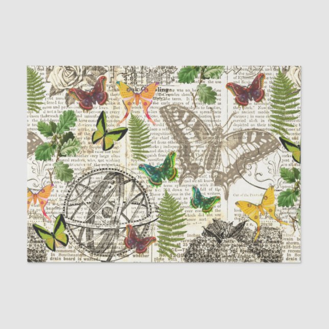 All Occasion Antique Look  Butterflies and Ferns  Tissue Paper (Front)