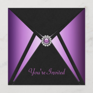 All Occasion Black Purple Party Invitations