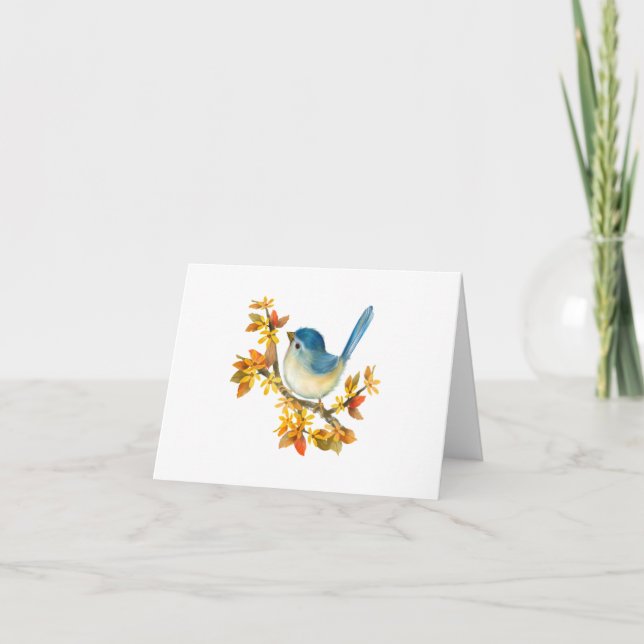 All Occasion Blue Bird Blank Folded Greeting Card (Front)