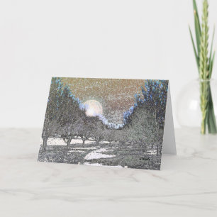 All Occasion Greeting Card-Moon Rise Over Trees Card