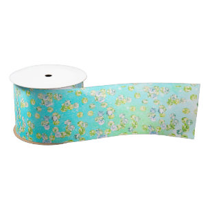 All Occasion Luxury Aqua Blue Green Sequins  Satin Ribbon