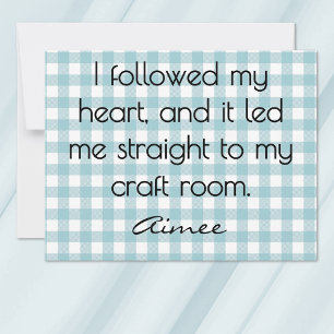 All-Occasion Name Blue and White Gingham Flat Card