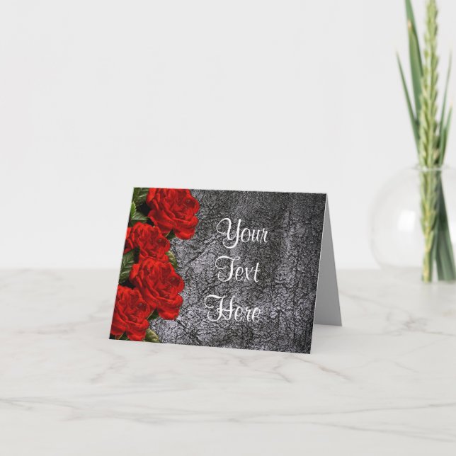 All Occasion Red Rose Black Leather Greeting Card (Front)