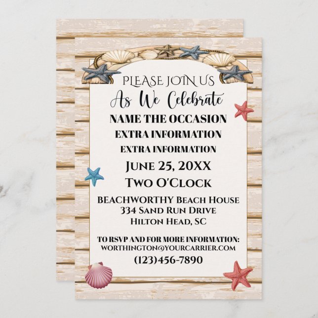 All Occasions Beach Invitation Version 3 (Front/Back)