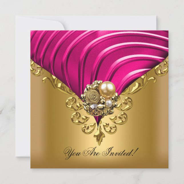 All Occasions Elegant Pink Gold Invitation (Front)