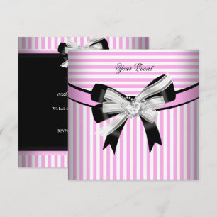 All Occasions Pink Black White Stripe Party (2) Invitation