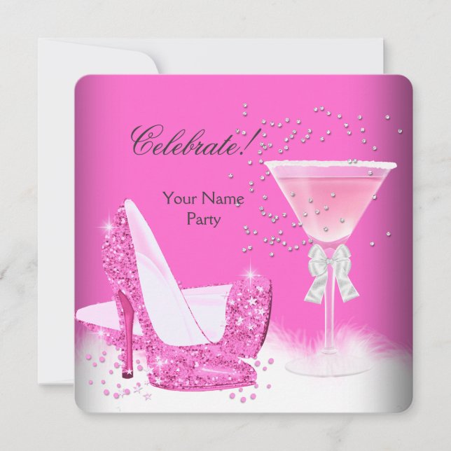All Occasions Pink Margarita High Heels Party Invitation (Front)