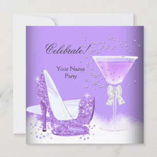All Occasions Purple Margarita High Heels Party Invitation