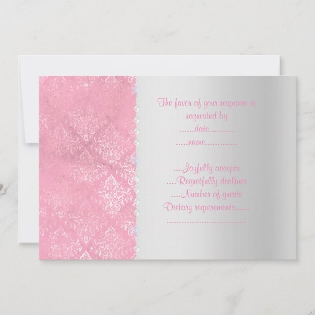 All Occassion Pink Silver dancing couple rsvp Invitation (Front)