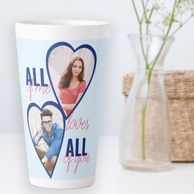 All of Me Loves All of You 2 Heart Photo Blue Latte Mug (Creator Uploaded)