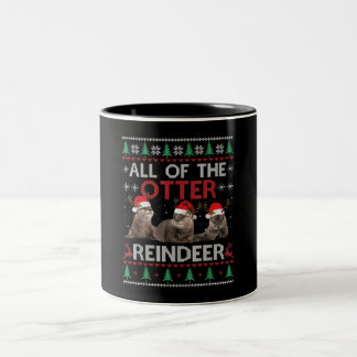All Of Otter Reindeer Christmas Ugly Sweater Two-Tone Coffee Mug
