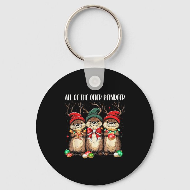 All Of The Otter Reindeer Christmas Otters Santa X Key Ring (Front)