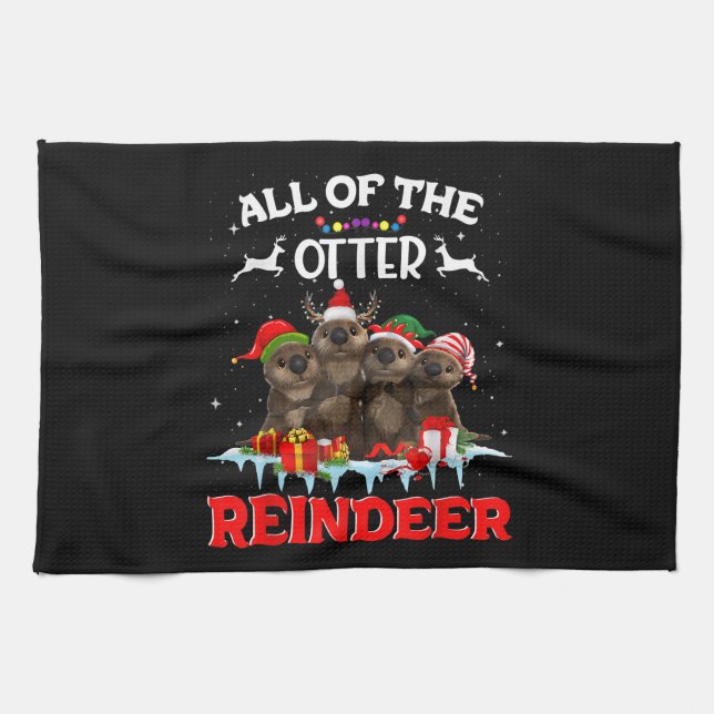 All Of The Otter Reindeer Funny Other Christmas Tea Towel (Horizontal)