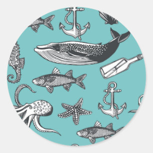All Of The Sea Pattern Classic Round Sticker