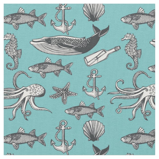 All Of The Sea Pattern Fabric (Close Up)