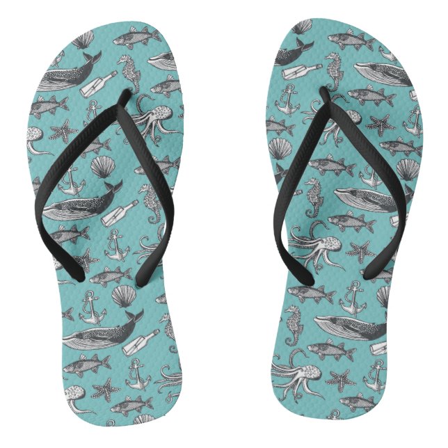 All Of The Sea Pattern Jandals (Footbed)