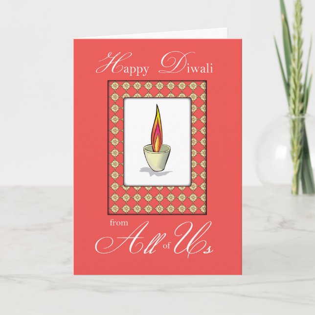 All of Us Diwali Candle on Red Card (Front)