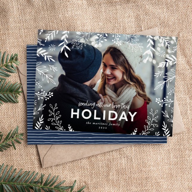 All Our Love Botanical Overlay Photo Holiday Card (Creator Uploaded)