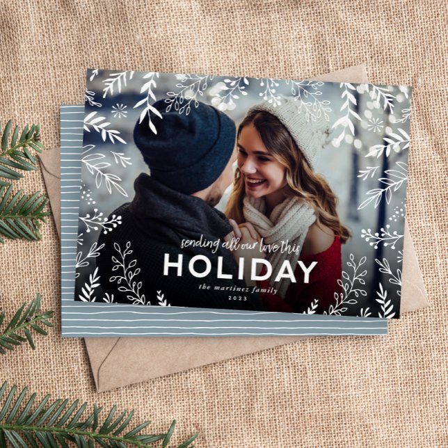 All Our Love Botanical Overlay Photo Holiday Card (Creator Uploaded)