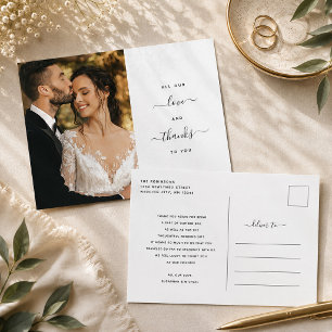 All Our Love Modern Script Thank you Photo Wedding Postcard