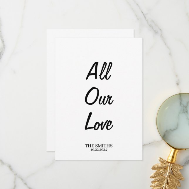 All Our Love Thank You Card - One Sided for notes (Front/Back In Situ)