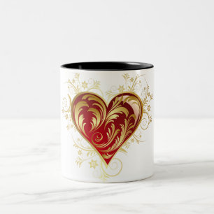 All over abstract  heart print Two-Tone coffee mug
