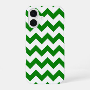 All Over Chevron Print Kelly Green and White iPhone 16 Case