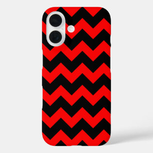 All Over Chevron Print Red and Black Zig Zags iPhone 16 Case