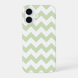 All Over Chevron Print White and Pale Green iPhone 16 Case